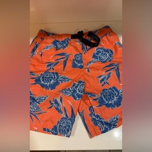 Levis Orange Blue Floral Print Adjustable Strap Shorts / Board Shorts Men Size M
